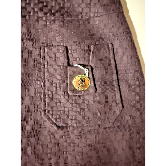 Milly Skirt Womens 6 Brown Textured Jacquard Pockets Gold Button Career Chic - Picture 3 of 8